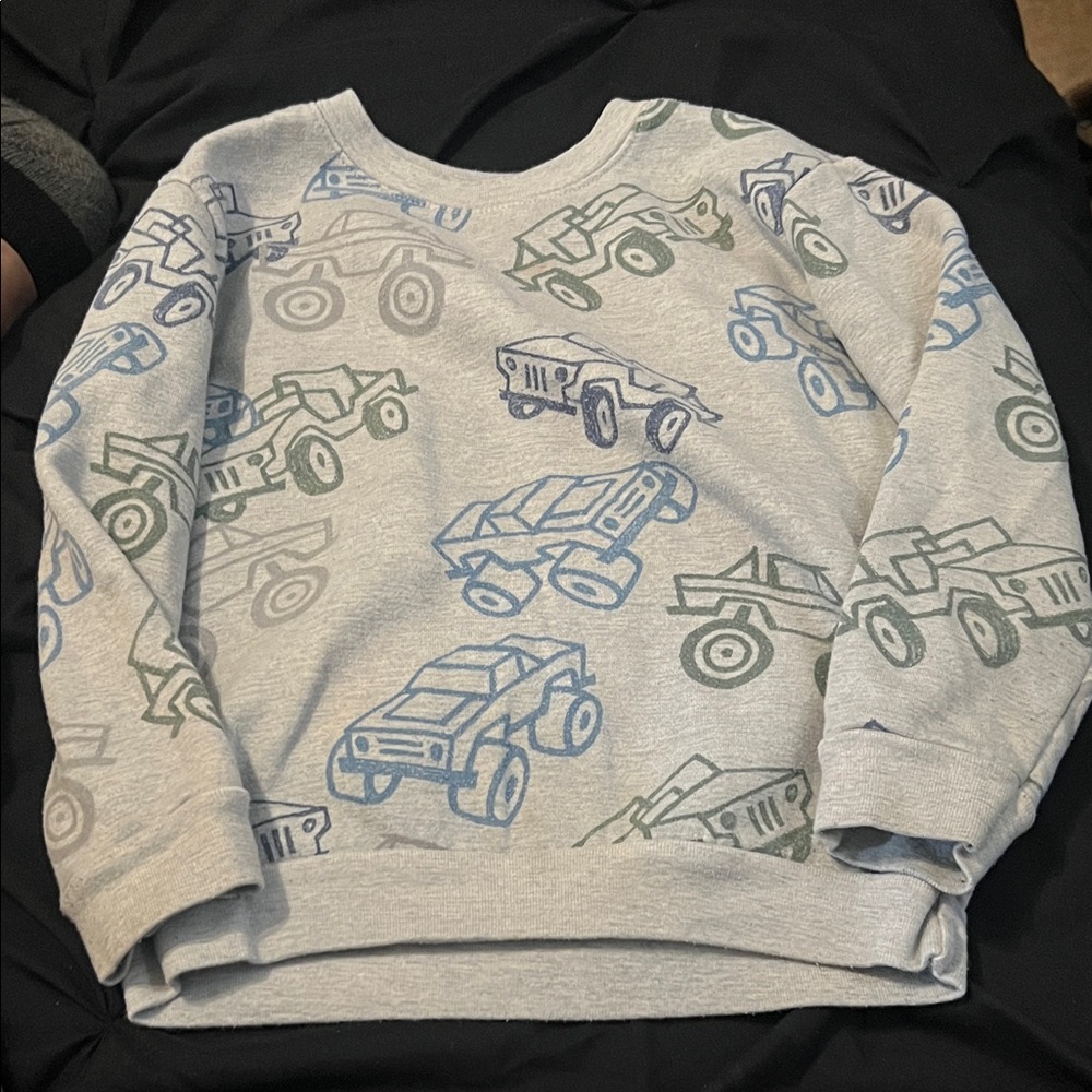 Garanimals Light Gray Sweatshirt with Blue and Green Trucks